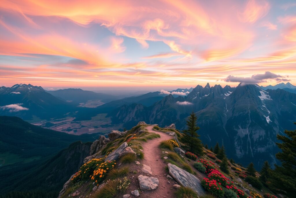 Adventure Awaits in the Serene Mountains – free AI stock image
