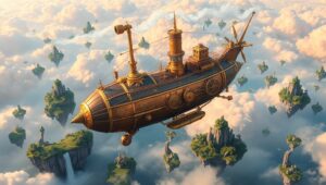 Adventures in the Steampunk Skies – free AI stock image