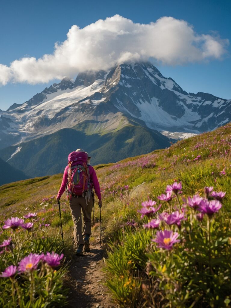 Adventurous Hikers on a Mountain Trail – free AI stock image
