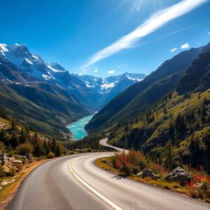 Adventurous Road Trip Through Scenic Mountains – free AI stock image