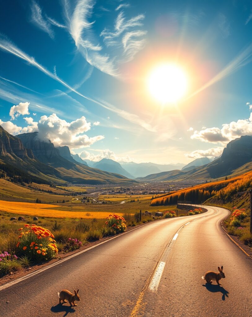Adventurous Road Trip Through Serene Landscapes – free AI stock image