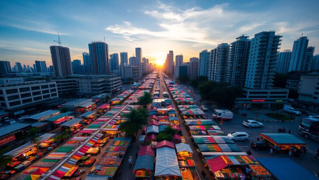 Aerial City Market Life Capture – free AI stock image