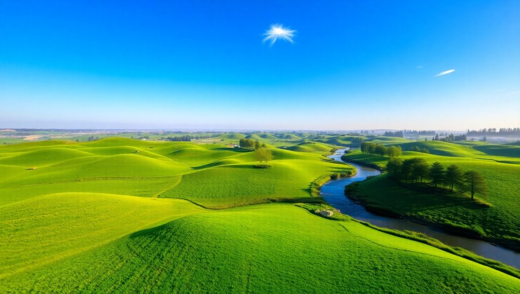 Aerial Serenity Over Lush Landscapes – free AI stock image