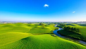 Aerial Serenity Over Lush Landscapes – free AI stock image