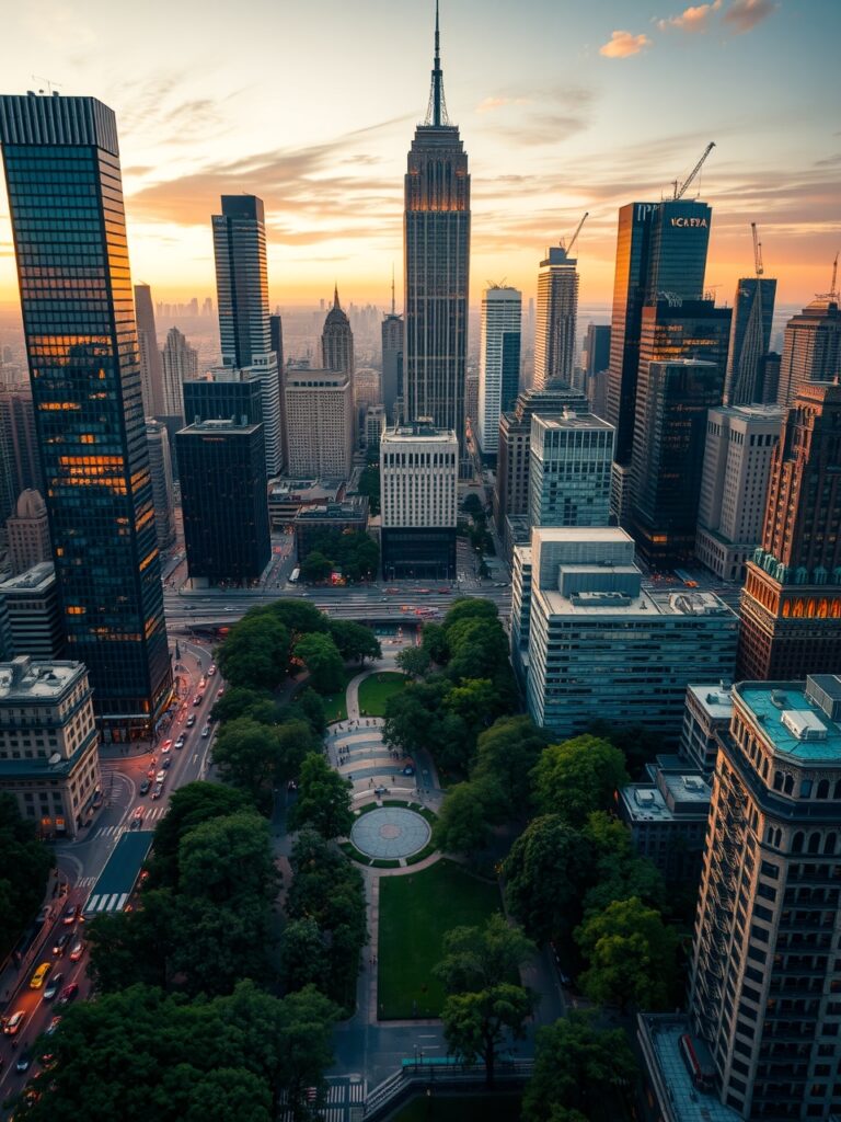 Aerial View of a Bustling Urban Cityscape – free AI stock image