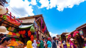 Aerial View of a Lively Marketplace – free AI stock image
