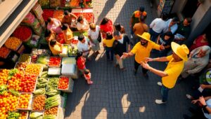 Aerial View of a Vibrant Market – free AI stock image