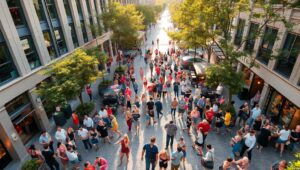 Aerial View of Vibrant City Life – free AI stock image