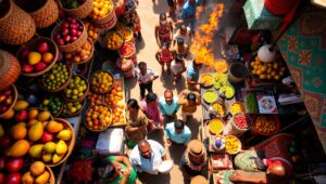 Aerial View of Vibrant Market – free AI stock image