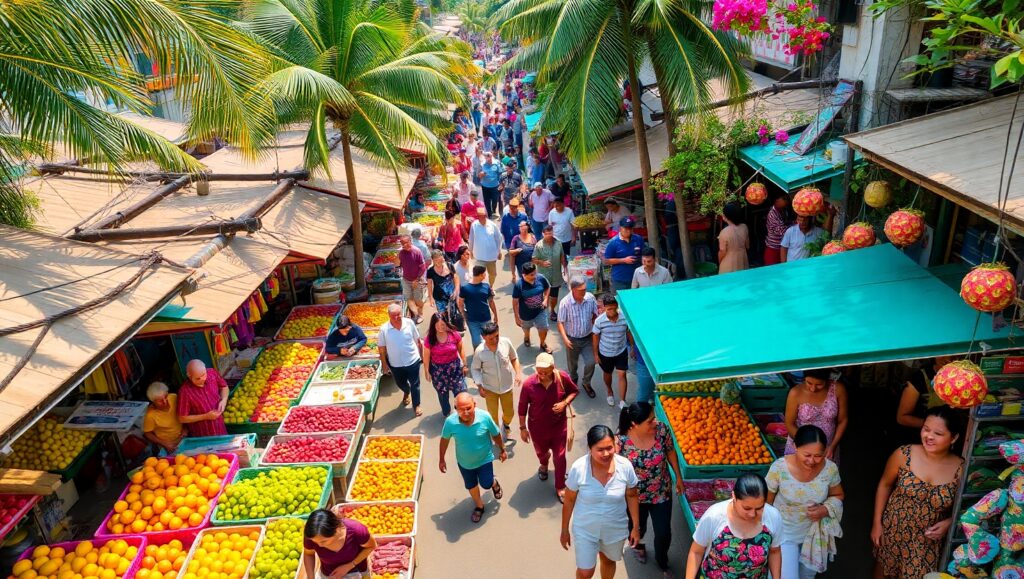 Aerial View of Vibrant Street Market – free AI stock image