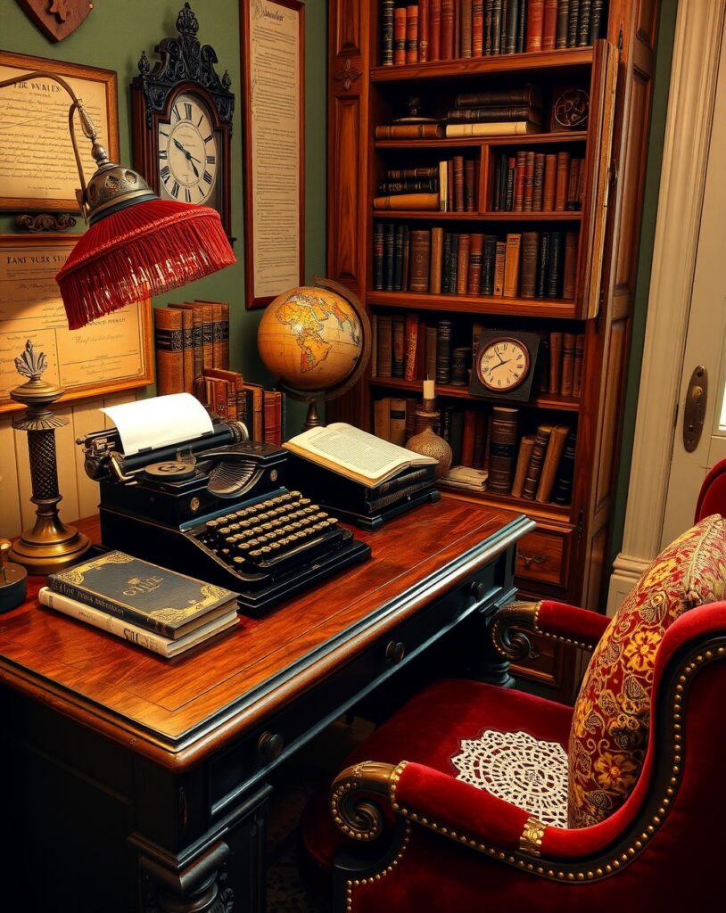 Antique Books and Vintage Typewriter – free AI stock image