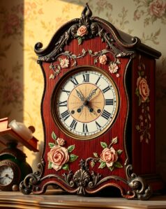 Antique Clock with Vintage Floral Design – free AI stock image