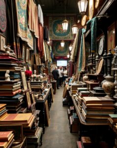 Antique Market Filled with Vintage Treasures – free AI stock image