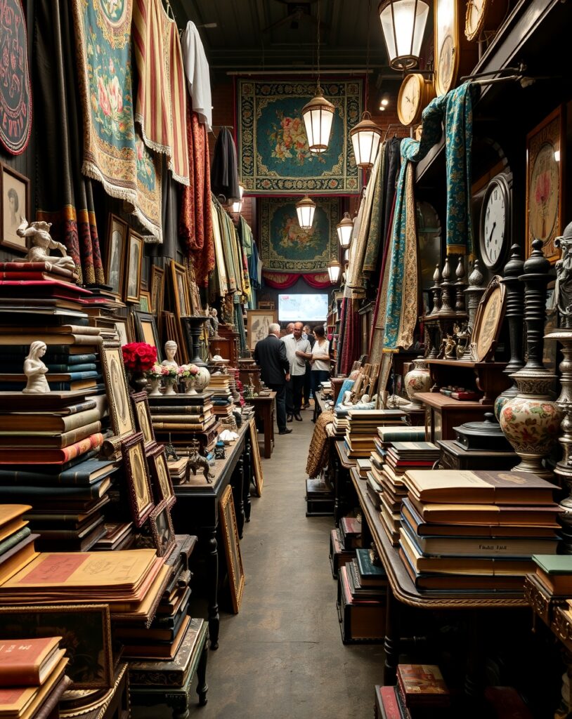 Antique Market Filled with Vintage Treasures – free AI stock image