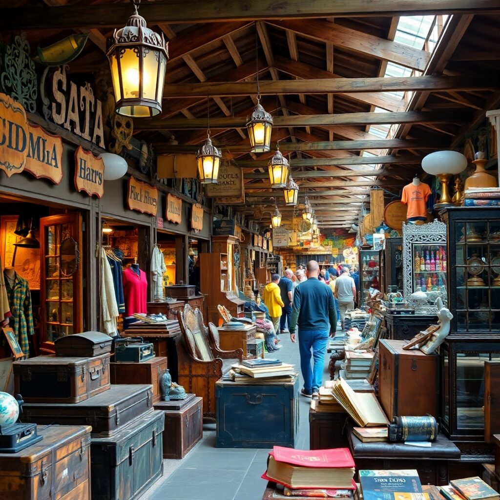 Antique Market Filled with Vintage Treasures – free AI stock image