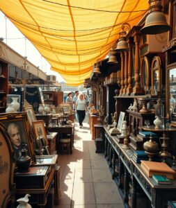Antique Market Filled with Vintage Treasures – free AI stock image