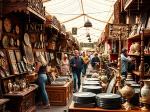 Antique Market Filled With Vintage Treasures – free AI stock image
