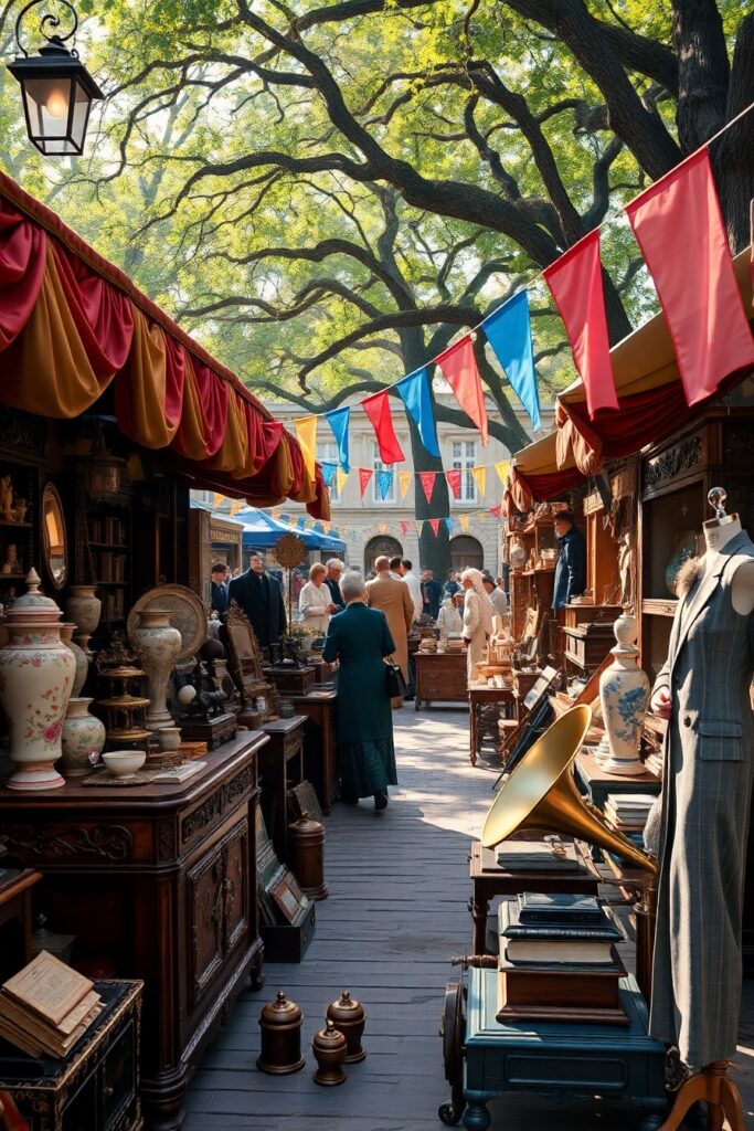 Antique Market Filled with Vintage Treasures – free AI stock image