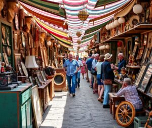 Antique Market Filled with Vintage Treasures – free AI stock image
