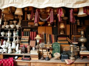 Antique Market Stall Full of Vintage Treasures – free AI stock image