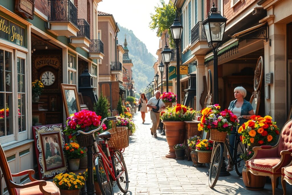 Antique Market Street on a Sunny Day – free AI stock image