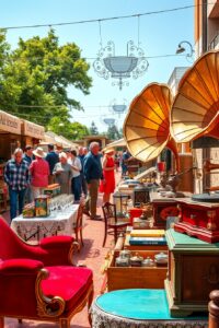 Antique Market with Vintage Items for Sale – free AI stock image