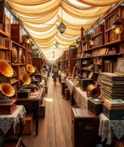 Antique Market with Vintage Treasures – free AI stock image