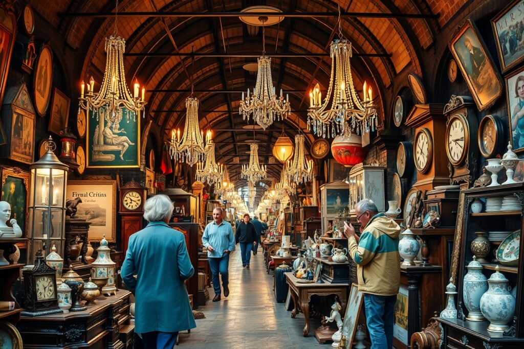 Antique Market with Vintage Treasures – free AI stock image
