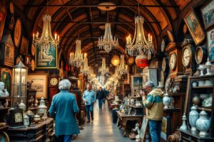 Antique Market with Vintage Treasures – free AI stock image