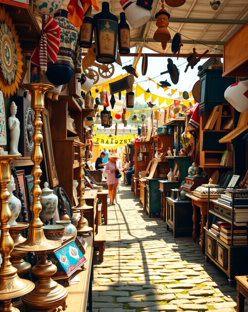 Antique Market with Vintage Treasures – free AI stock image