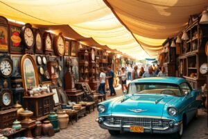 Antique Market with Vintage Treasures – free AI stock image