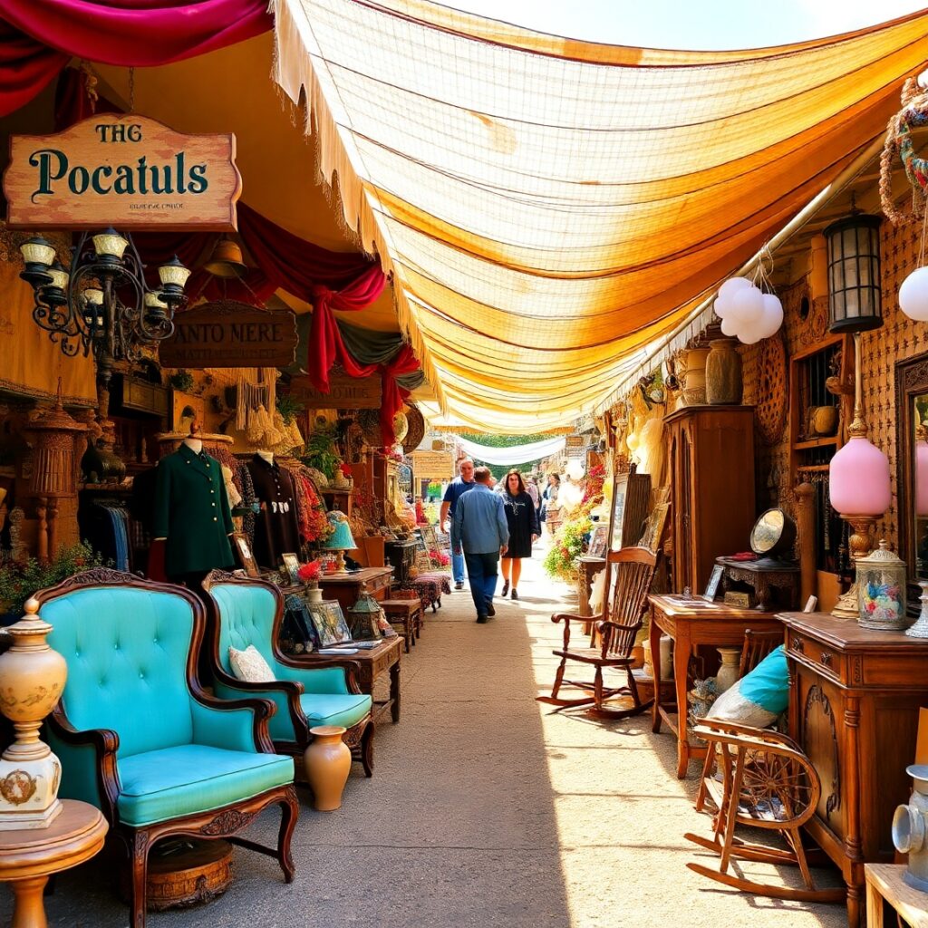 Antique Market with Vintage Treasures – free AI stock image