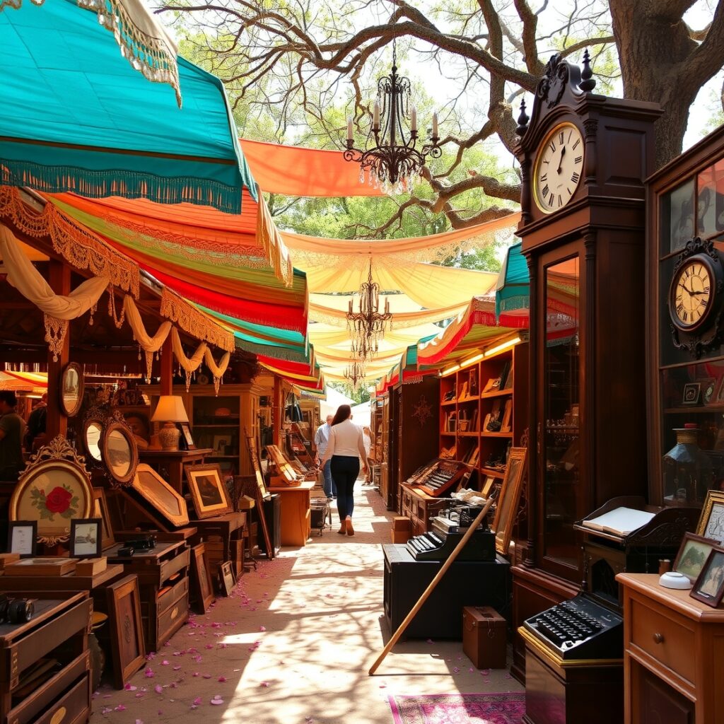 Antique Market with Vintage Treasures – free AI stock image