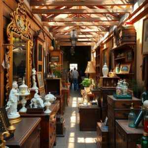Antique Market with Vintage Treasures – free AI stock image