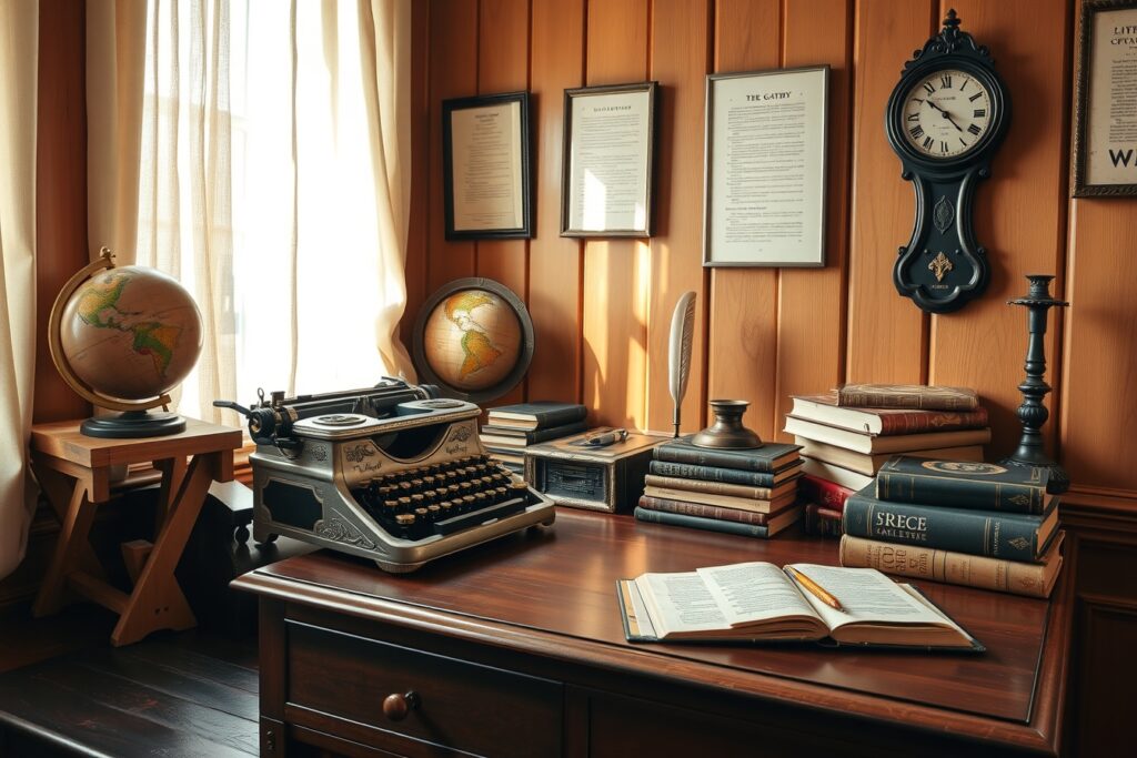 Antique Typewriter and Vintage Books – free AI stock image