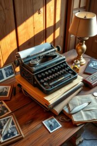 Antique Typewriter on a Rustic Desk – free AI stock image