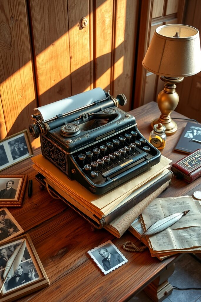 Antique Typewriter on a Rustic Desk – free AI stock image