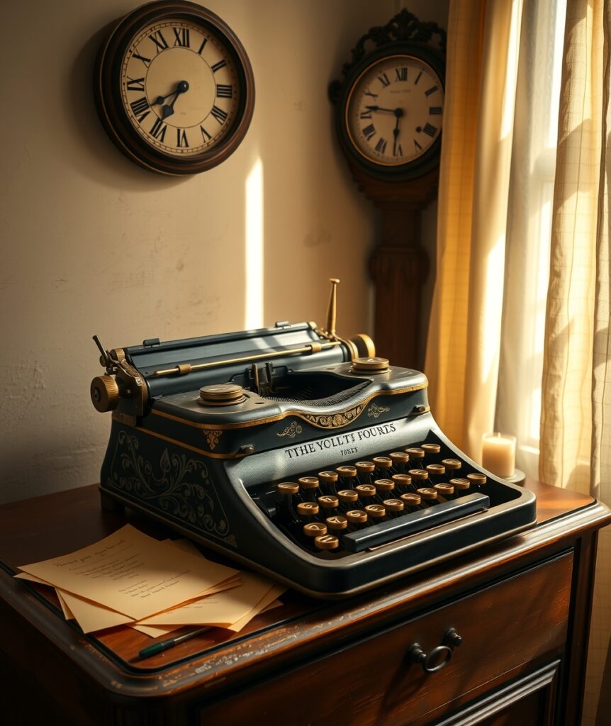 Antique Typewriter on a Vintage Desk – free AI stock image