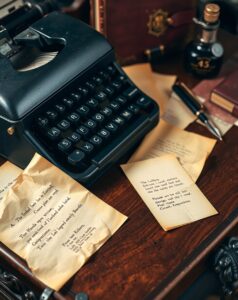 Antique Typewriter on a Wooden Desk – free AI stock image