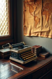 Antique Typewriter on a Wooden Desk – free AI stock image