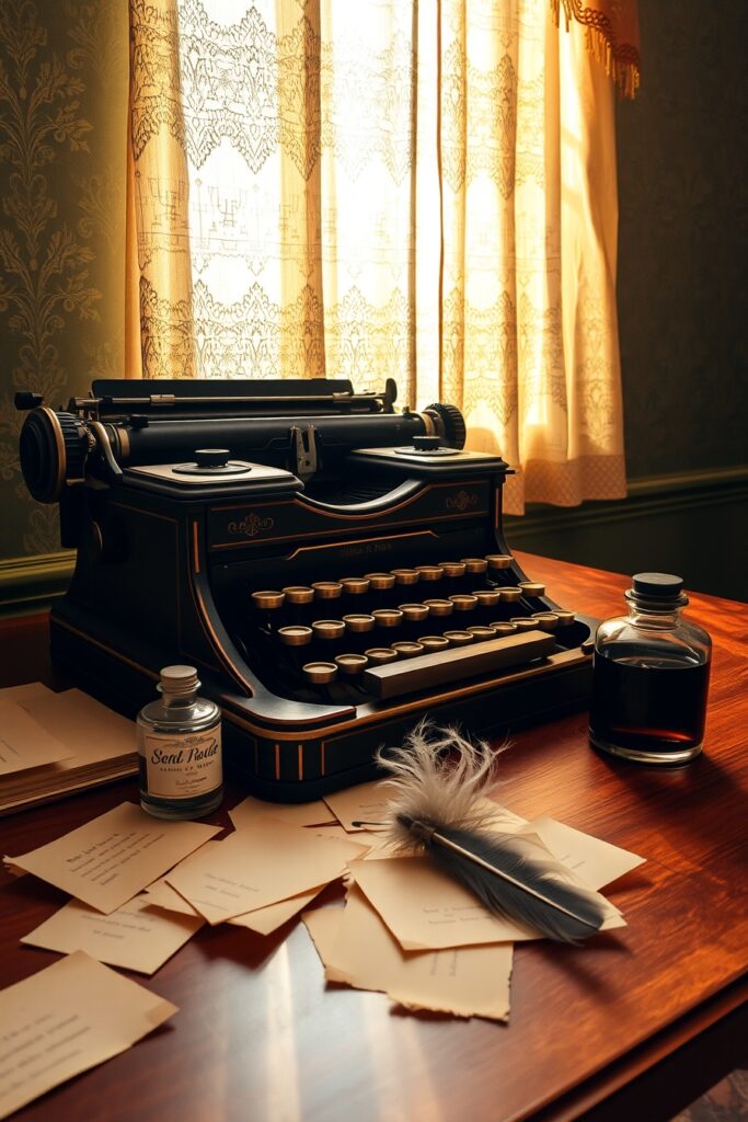 Antique Typewriter on a Wooden Desk – free AI stock image