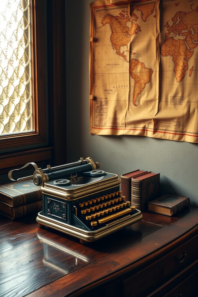 Antique Typewriter on a Wooden Desk – free AI stock image