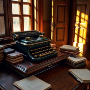 Antique Typewriter on Vintage Desk – free AI stock image