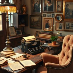 Antique Typewriter on Vintage Desk – free AI stock image