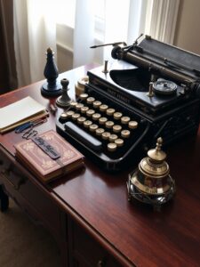 Antique Typewriter on Vintage Desk – free AI stock image