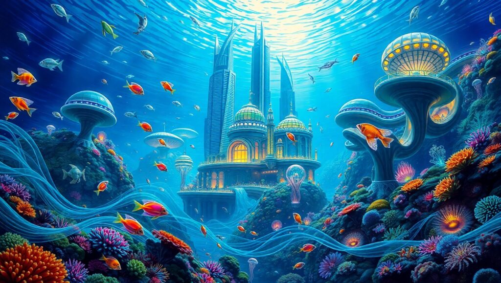 Aquatic City in Motion – free AI stock image