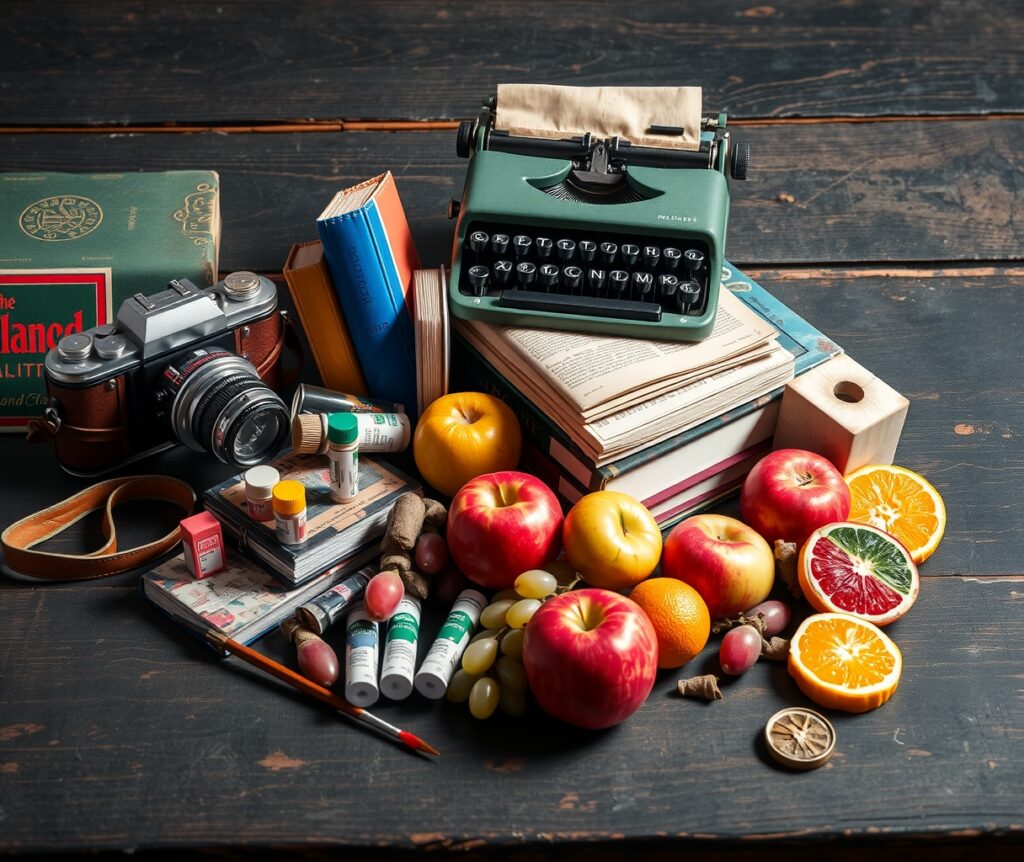 Array of Colorful Everyday Objects – free AI stock image