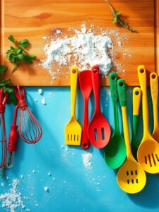Array of Colorful Kitchen Utensils – free AI stock image