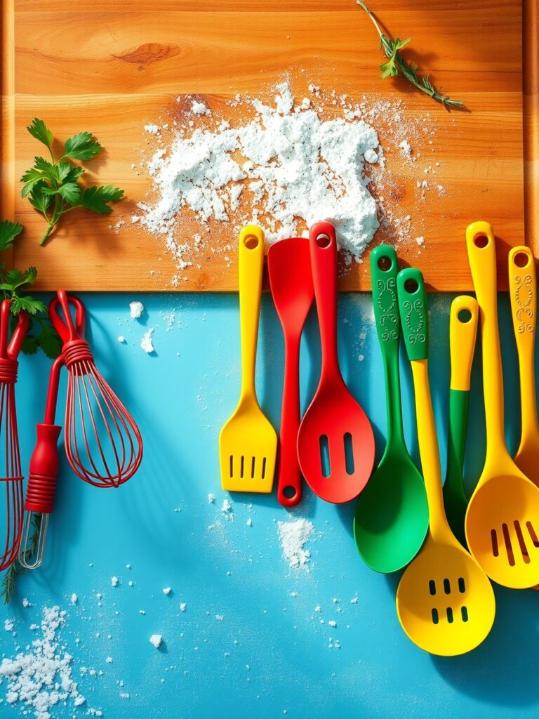 Array of Colorful Kitchen Utensils – free AI stock image