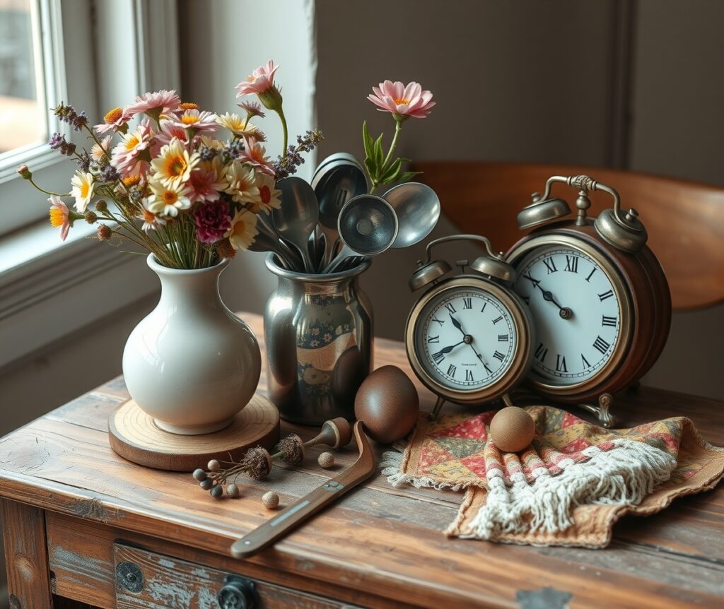 Assorted Objects on a Rustic Table – free AI stock image